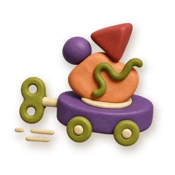 A claymation wind-up car carrying chess-piece cargo with its key on the floor — autonomous agents running without audit.